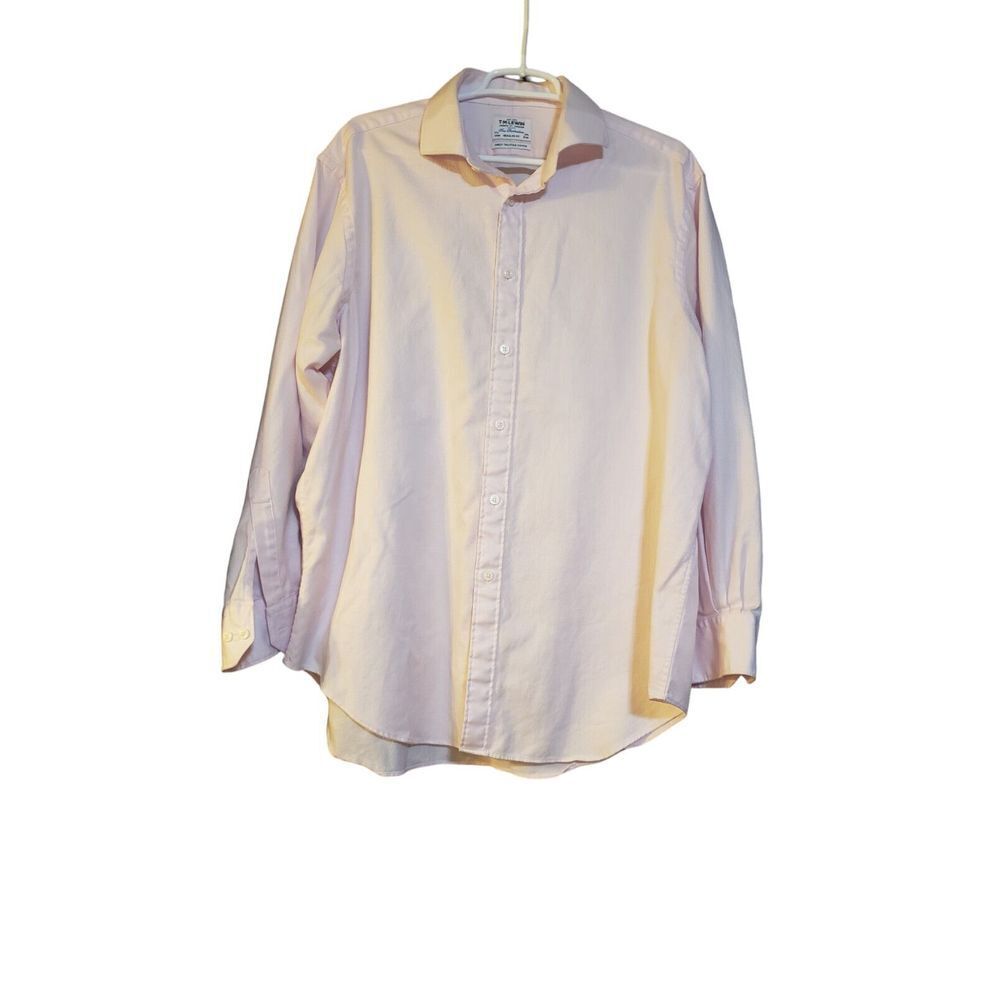 TM Lewin Finest Two Fold Cotton Luxury Top Pink Regular Fit Shirt Size 17.5 34.5